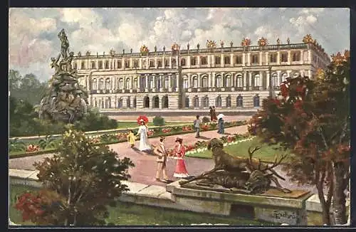 Künstler-AK Chiemsee, Schloss mit Anlagen