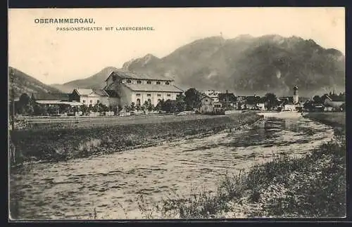 AK Oberammergau, Passionstheater mit Labergebirge