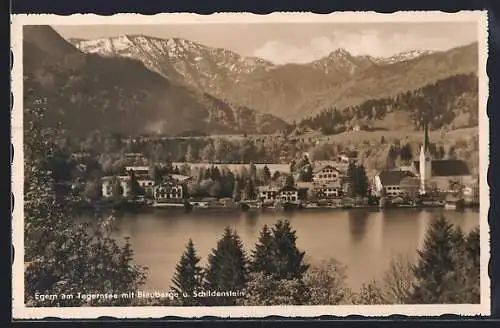 AK Egern, am Tegernsee, Blick auf Blauberge und Schildenstein