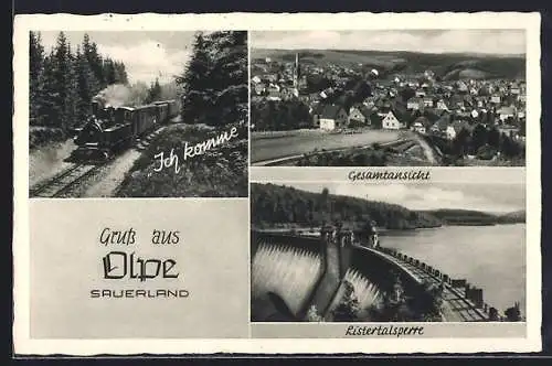 AK Olpe /Sauerland, Ortsansicht vom Stadtrand, Die Listertalsperre