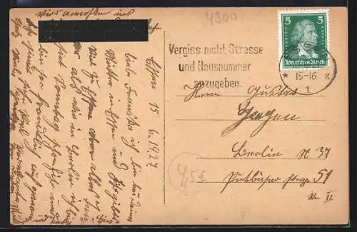 AK Essen, Partie an der Ruhr mit Bootshaus auf dem Berge Villa Hügel