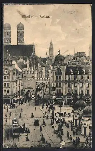 AK München, Karlstor mit Strassenbahn