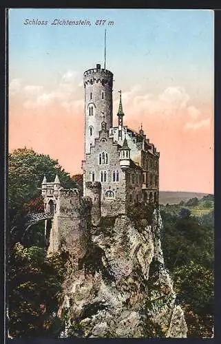 AK Honau / Echaztal, Blick zum Schloss Lichtenstein