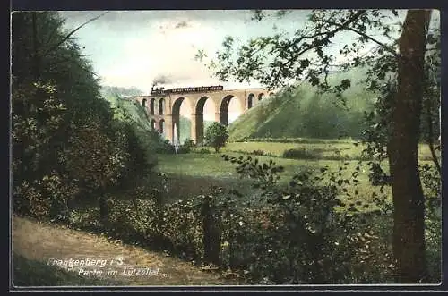 AK Frankenberg / Sa., Lützeltal mit Bahn-Viadukt