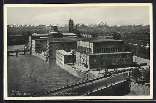 AK München, deutsches Museum mit den neuen Studiengebäuden