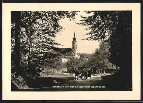 AK Schäftlarn, Kloster von der Strasse nach Ebenhausen aus