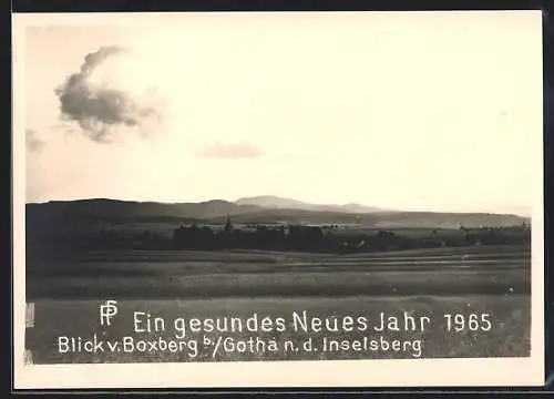 AK Boxberg b. Gotha, Blick nach dem Inselsberg, Neujahrsgruss 1965