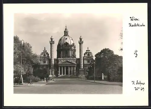 Foto-AK Adalbert Defner: Wien, Blick auf die Karlskirche