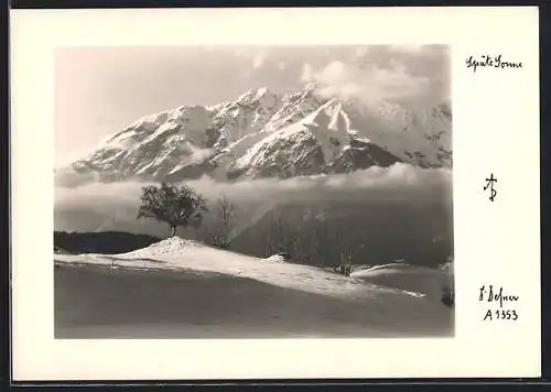 Foto-AK Adalbert Defner: Späte Sonne, Berglandschaft im Schnee