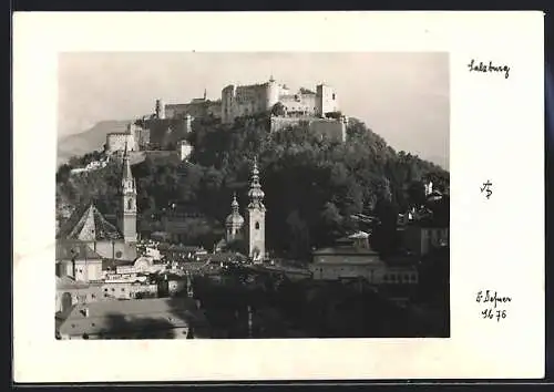Foto-AK Adalbert Defner: Salzburg, Blick auf die Festung