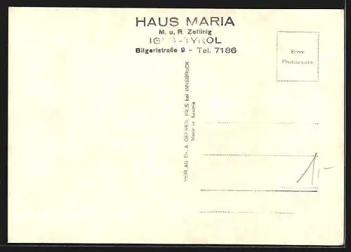 Foto-AK Adalbert Defner: Haus Maria Igls in Tirol