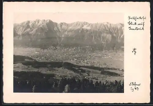 Foto-AK Adalbert Defner: Innsbruck, Stadtansicht aus der Vogelschau