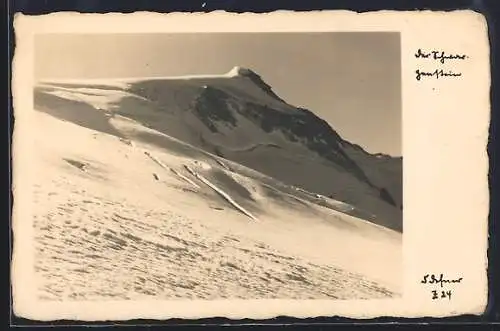 Foto-AK Adalbert Defner: Verschneite Berge im Sonnenschein