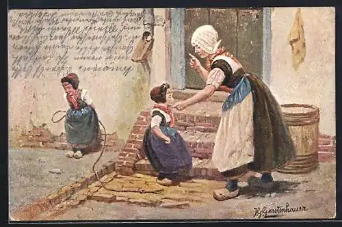 Künstler-AK Johan Georg Gerstenhauer: Mutter ermahnt ihre Tochter