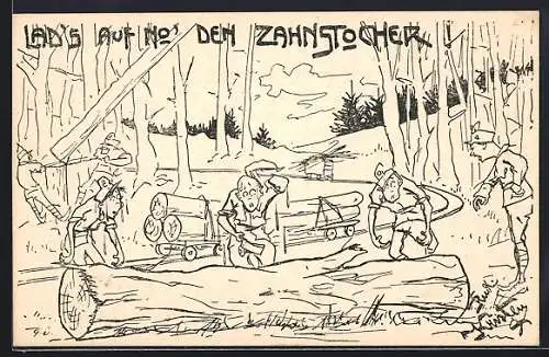 Künstler-AK Rud. Kristen: Lad`S auf no` den Zahnstocher!