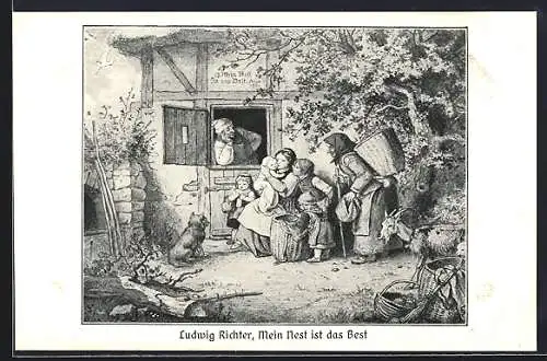 Künstler-AK Ludwig Richter: Mein Nest ist das Best
