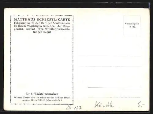 Künstler-AK Matthäus Schiestl: Wichtelmännchen auf einem Feldweg in den Bergen