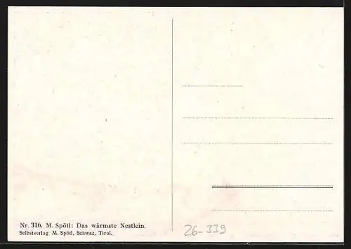 Künstler-AK Maria Spötl: Das wärmste Nestlein