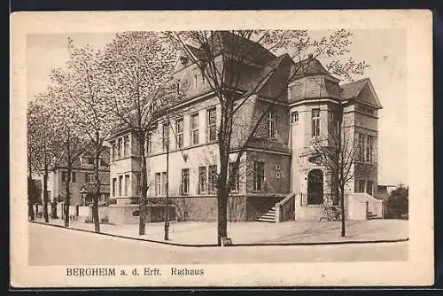 AK Bergheim a. d. Erft, Rathaus mit Strassenpartie