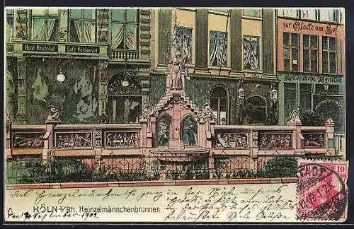 Lithographie Köln, am Heinzelmännchenbrunnen