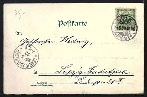 Lithographie Köln, Blick über den Rhein auf Dampfer und den Dom