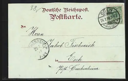 Lithographie Köln, Dom, Kirche St. Martin, St. Gereon-Kirche