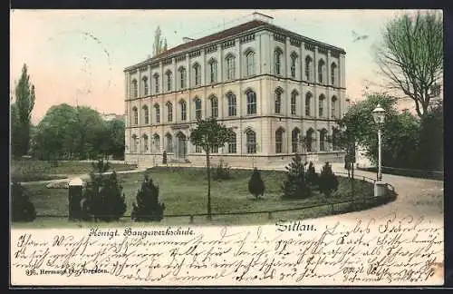 AK Zittau, Königliche Baugewerkschule, Parkpartie