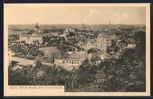 AK Zeitz, Unterstadt mit Strassenpartie