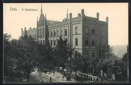 AK Zeitz, Stadtschule mit Strassenpartie