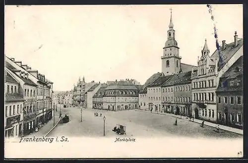 AK Frankenberg i. Sa., Marktplatz mit Geschäften
