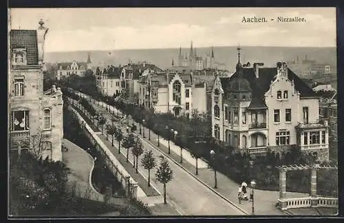 AK Aachen, Nizaallee mit Anwohnern