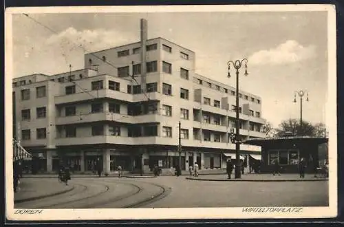AK Düren, Wirteltorplatz mit Kiosk, Bauhaus