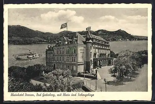 AK Bad Godesberg, Rheinhotel Dreesen mit Rhein und Siebengebirge