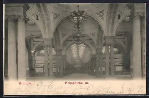 AK Stuttgart, Bahnhofshallen, Innenansicht