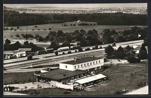 AK Stuttgart, Autobahn-Raststätte Stuttgart-Süd, Fliegeraufnahme