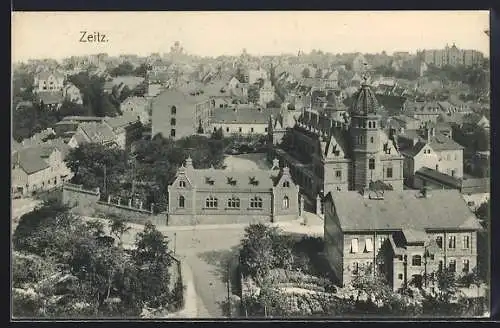 AK Zeitz, Teilansicht mit Strassenpartie