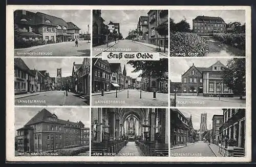 AK Oelde, Kolpinghaus, Bahnhofsgebäude, Katholisches Krankenhaus