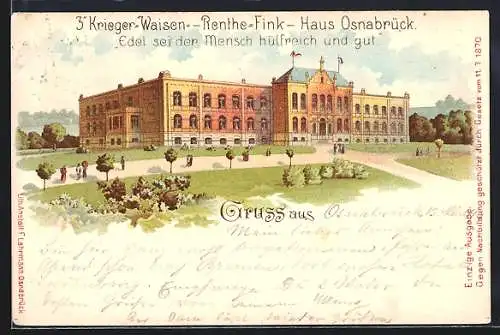Lithographie Osnabrück, 3. Krieger-Waisen-Renthe-Fink-Haus Osnabrück