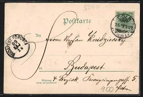 Lithographie Köln, Erzbischöfliches Palais, Se. Eminenz Cardinal Erzbischof Philippus Krementz