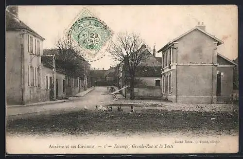 AK Escamps, Grande-Rue et la Poste