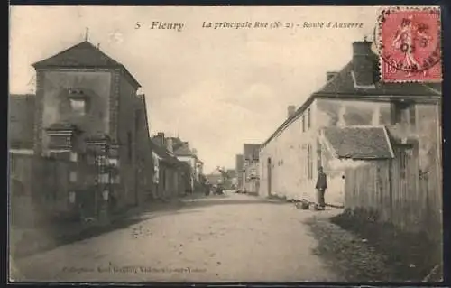 AK Fleury, La principale Rue, N° 2, Route d`Auxerre