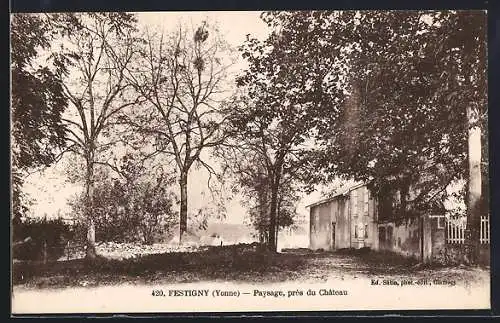 AK Festigny /Yonne, Paysage, près du Château