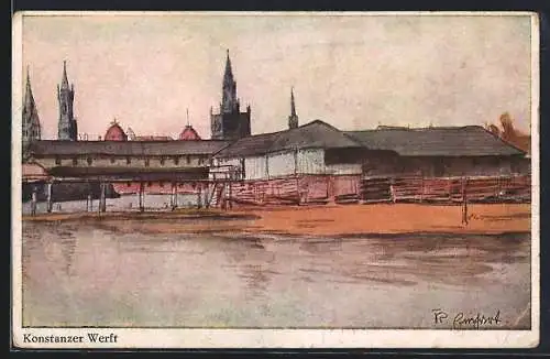 Künstler-AK Konstanz, Konstanzer Werft