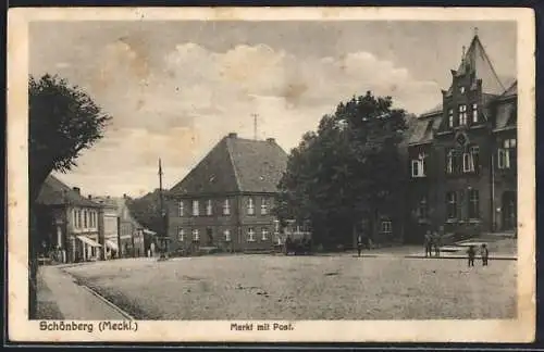 AK Schönberg / Meckl., Markt mit Post