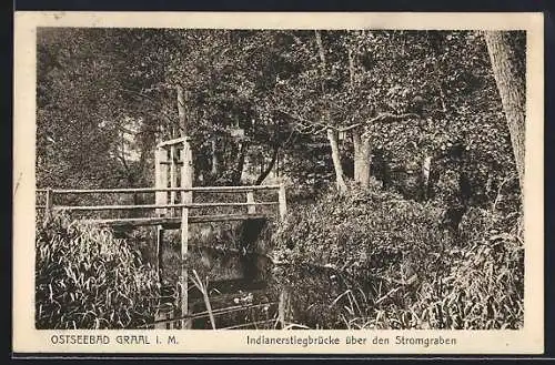 AK Graal i. M., Ostseebad, Indianerstiegbrücke über den Stromgraben