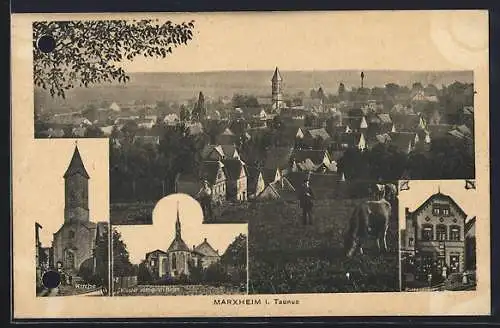 AK Marxheim i. Taunus, Postagentur, Kloster vom guten Hirten, Kirche