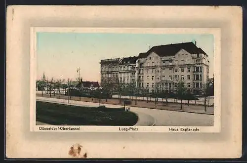Präge-AK Düsseldorf-Oberkassel, Hotel Haus Esplanade am Lueg-Platz