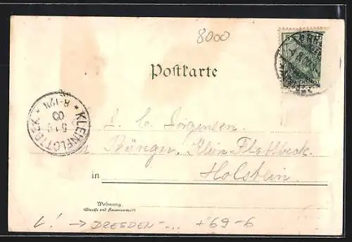 Lithographie Dresden-Weisser Hirsch, Kurgäste beim Sport, Im Bad, Im Garten, Badekultur