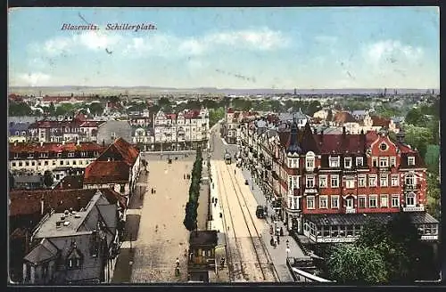 AK Dresden-Blasewitz, Schillerplatz mit Strassenbahn