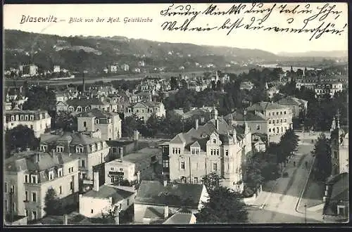 AK Dresden-Blasewitz, Blick von der Heiligen Geistkirche mit Strassenpartie